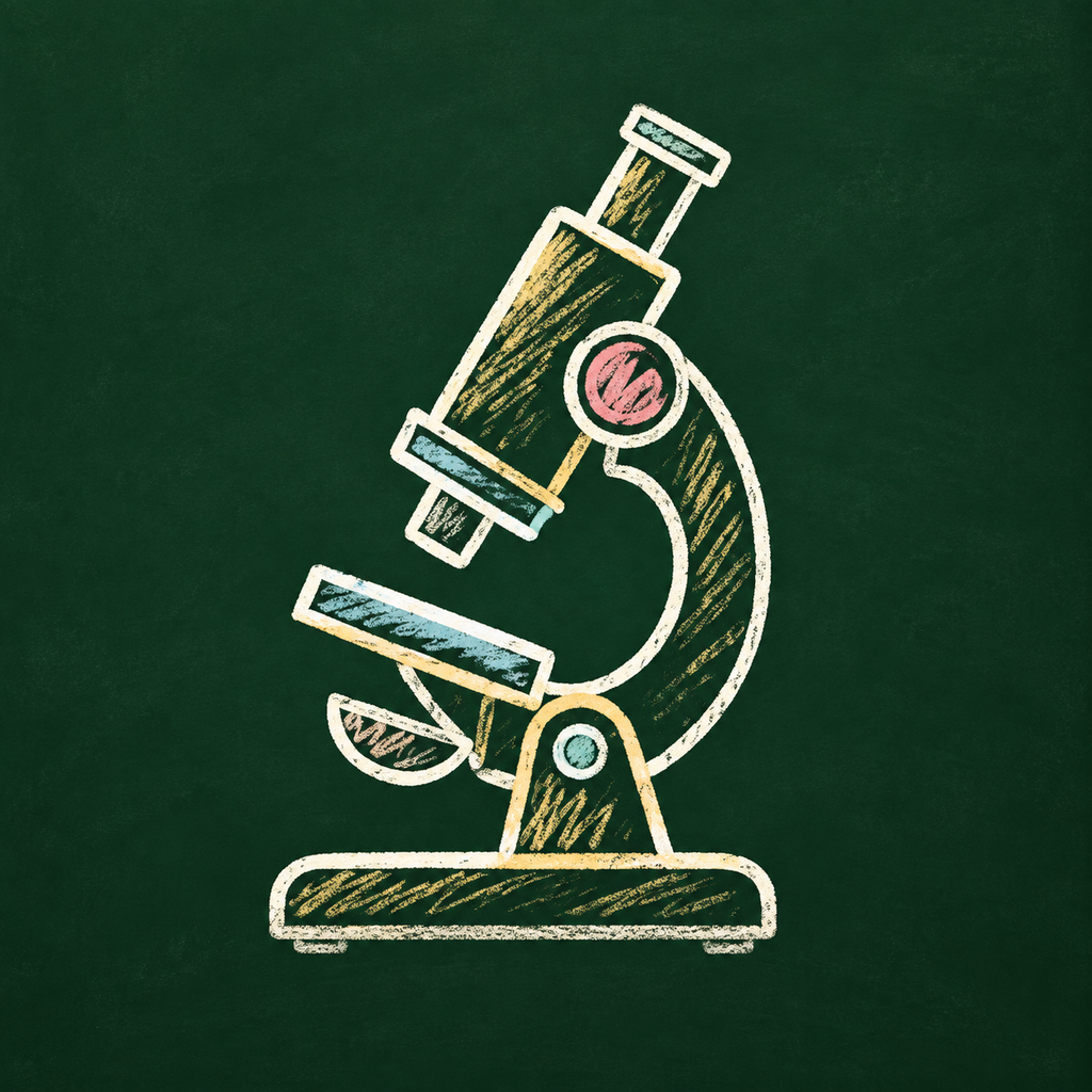 Chalk-drawn microscope, the DoctorsDocMD mark